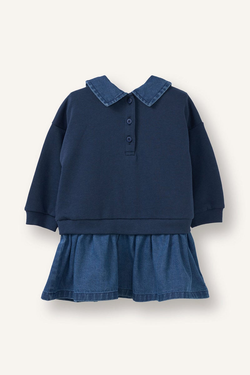 DeFacto Blue BabyGirl Baby Girl Embroidered Dress Casual - Image 2